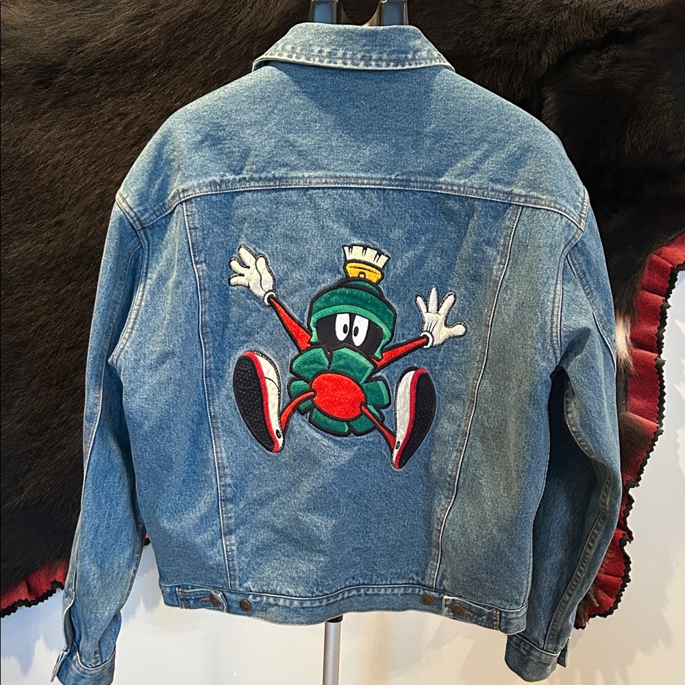 Men’s Vintage 90’s Warner Brothers Marvin the Martian Fleece Lined Denim Jacket